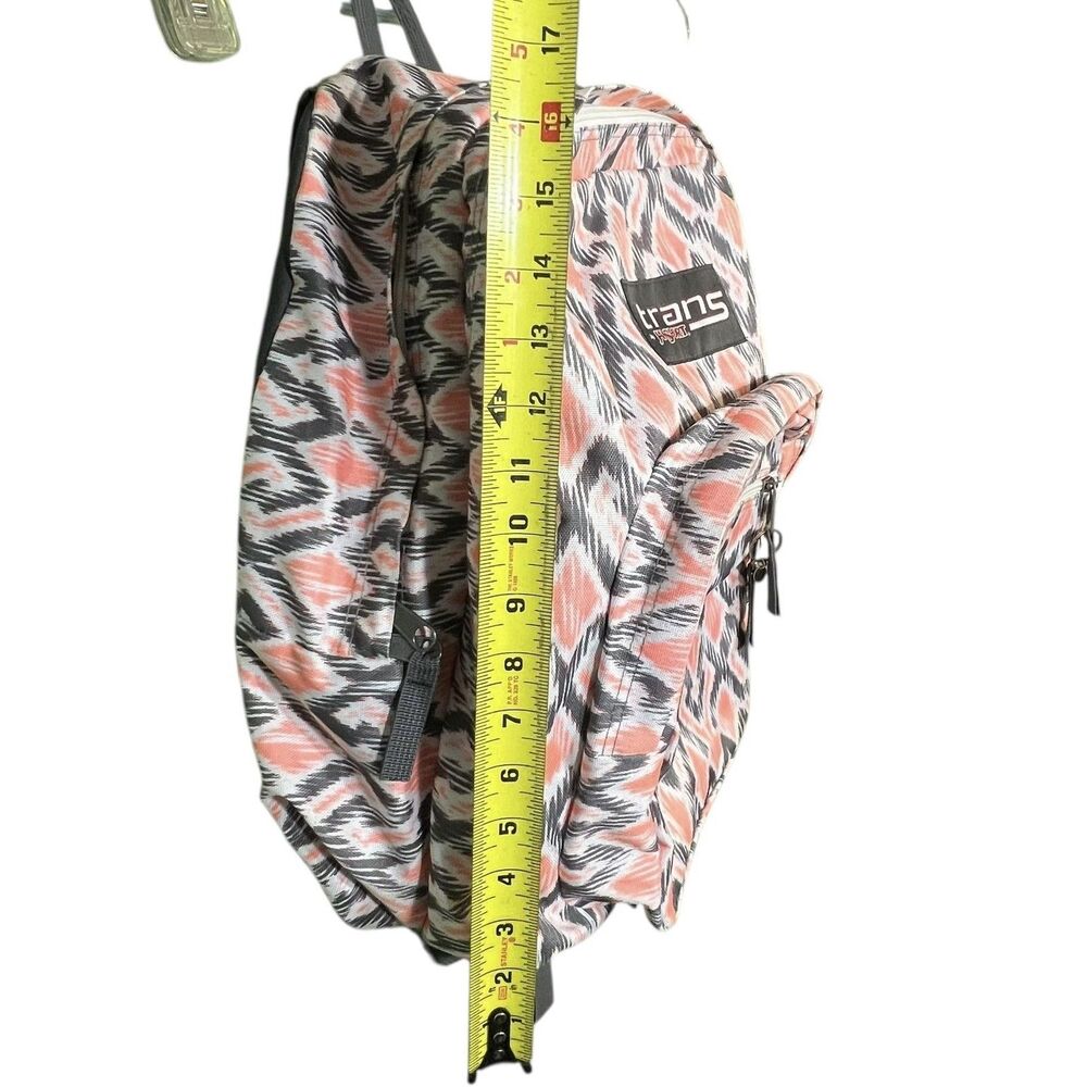 Trans By JanSport Backpack Pink Black Ikat Print School Laptop Pocket Bag - Picture 4 of 10